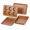 4 Piece Nonstick Bakeware Toaster Oven Set with Nonstick Baking Pan, Cookie Sheet / Baking Sheet and Muffin Pan / Cupcake Pan - , Copper Brown